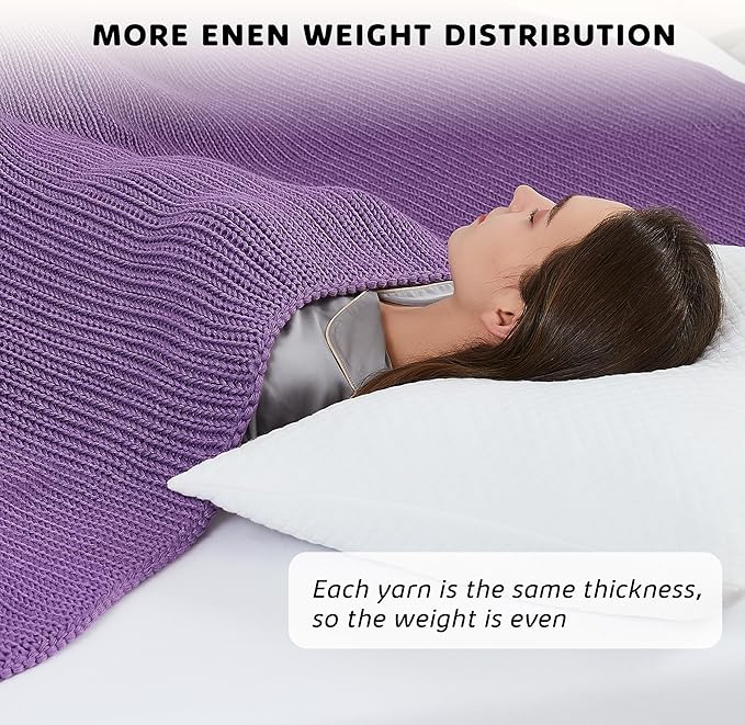 L'AGRATY Knitted Weighted Blanket - 48"x72" 15lbs Cooling Chunky Knit Heavy Blanket for Adults Braided Crochet Throw Thick Cable Yarn Knit Decorative No Beads Evenly Weighted Machine Washable