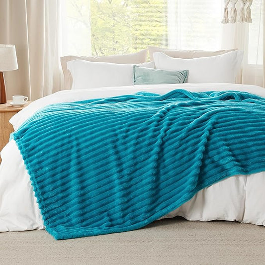 Bedsure Teal Fleece Blanket for Couch - GentleSoft Cozy Soft Blankets for Women, Cute Small Throws for Girls, 90x90 Inches