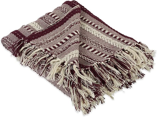 DII Braided Striped Decorative Throw Blanket, 50x60, BlackBerry