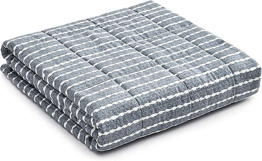 YnM Weighted Blanket,Heavy 100 Percent Oeko-Tex Certified Cotton Material, Bed Blanket for One Person of 240lbs, Ideal for Queen/King Bed (60x80 Inches, 25 Pounds, Blue White)
