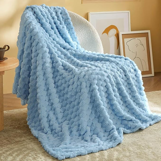 Bedsure Cozy Throw Blanket for Women - Soft Throw Blankets for Couch, Cute Small Fleece Gifts for Girls, Dream Blue, 50x60 Inches