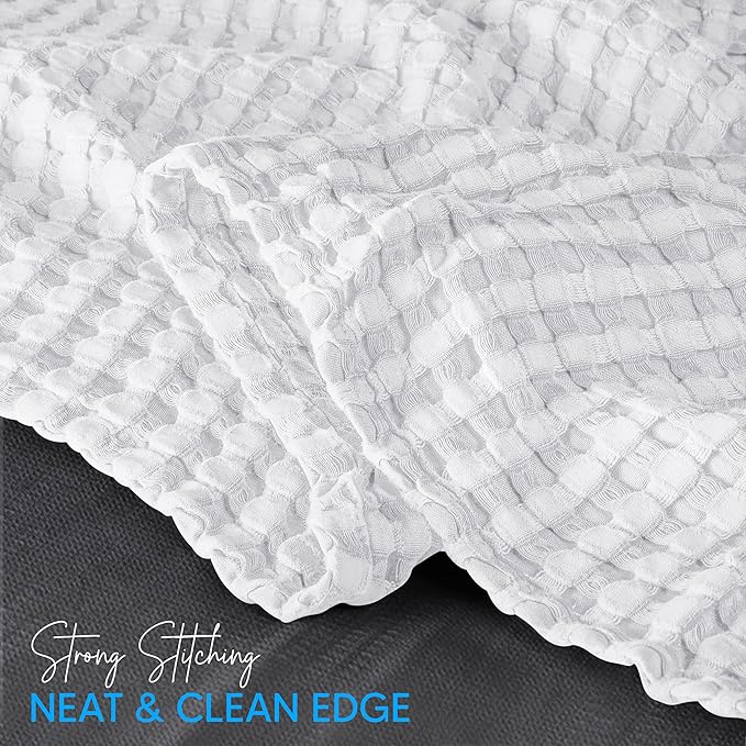 Utopia Bedding White 100% Cotton Waffle Blanket 300 GSM [Full - 90x84 Inch] Soft Lightweight Breathable Bed Blanket for All Season