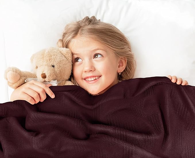 Utopia Bedding Burgundy 100% Cotton Blanket [King Size - 90x108 Inch] 350GSM Lightweight, Soft and Breathable Thermal Blanket for All Seasons