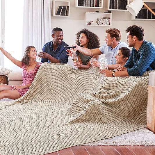 Bedsure Cooling Cotton Waffle Oversized King Blanket - Lightweight Breathable Blankets Rayon Derived from Bamboo for Hot Sleepers, Luxury Throws for Bed and Sofa, Taupe, 120x96 Inches