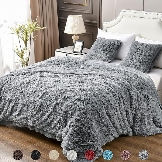 YUSOKI Twin Size Faux Fur Throw Blanket(Grey,60" x 80"),Whithout Pillows,Winter Lightweight Plush Fuzzy Soft Cozy Microfiber Comfy Bed Blanket for Women Kids Girls Couch Sofa Washable