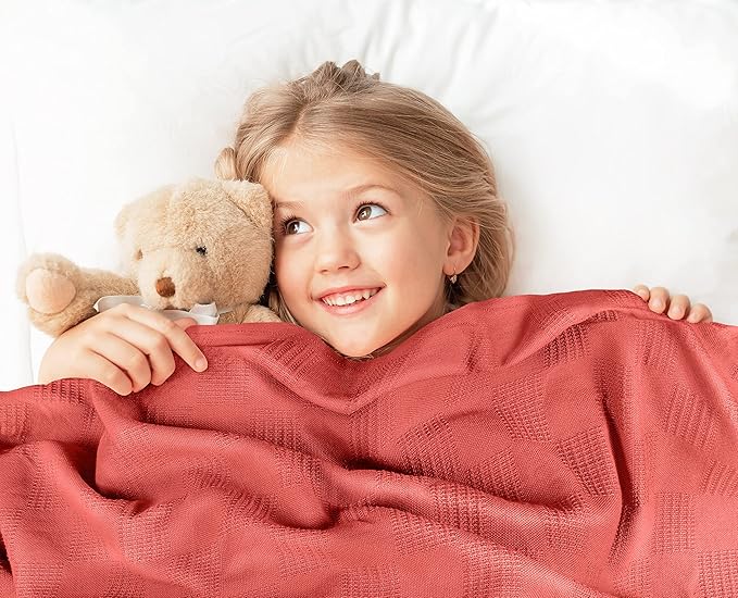 Utopia Bedding Coral 100% Cotton Blanket [King Size - 90x108 Inch] 350GSM Lightweight, Soft and Breathable Thermal Blanket for All Seasons