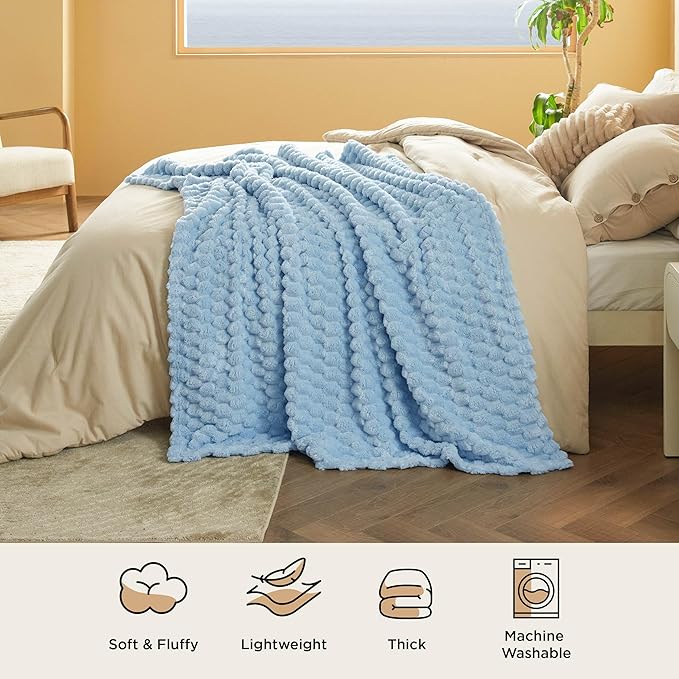 Bedsure Cozy Throw Blanket for Women - Soft Throw Blankets for Couch, Cute Small Fleece Gifts for Girls, Dream Blue, 50x60 Inches