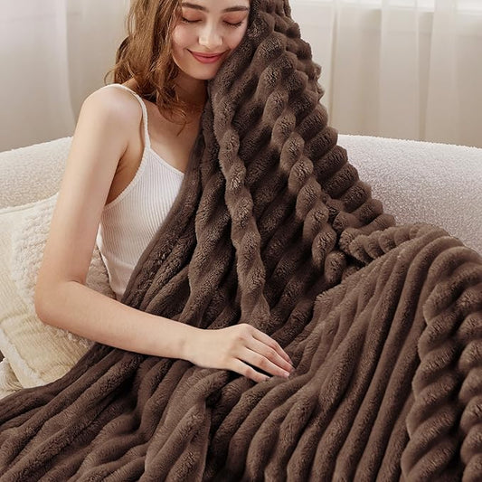 Bedsure Fondue Fudge Fleece Blanket for Couch - GentleSoft Cozy Soft Blankets for Women, Cute Small Throws for Girls, 60x80 Inches
