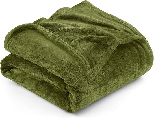 Utopia Bedding Fleece Blanket Full Size Olive 300GSM Luxury Fuzzy Soft Anti-Static Microfiber Bed Blanket (90x84 Inch)