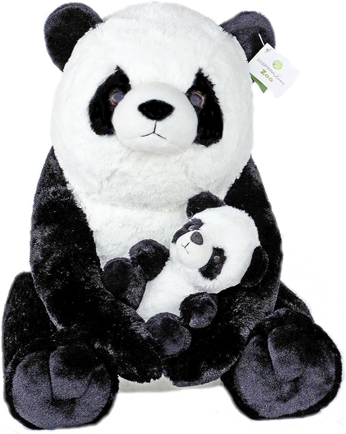 Mother and Baby Panda Plush Set | Super Soft Panda Stuffed Animal | Cute Plushies for Kids Bedroom | 18-in Stuffed Animals for Girls & Boys | Sittingpanda Stuffed Animal Toys by Exceptional Home
