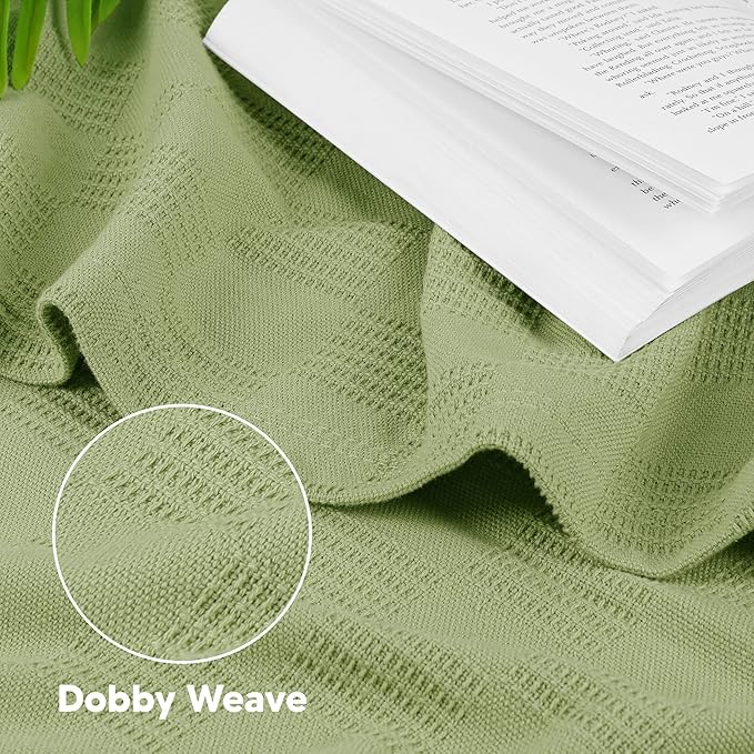 Utopia Bedding Sage Green 100% Cotton Blanket [Twin Size - 90x72 Inch] 350GSM Lightweight, Soft and Breathable Thermal Blanket for All Seasons