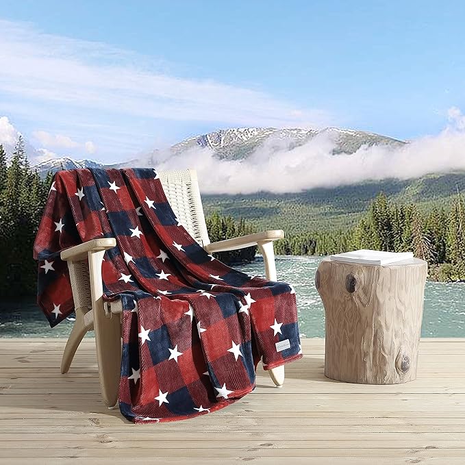 Eddie Bauer Throw Blanket Ultra Soft Plush Fleece Bedding, Home Decor for All Seasons, 50 x 70, Americana Plaid Red