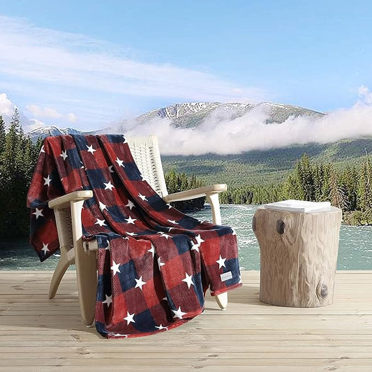 Eddie Bauer Throw Blanket Ultra Soft Plush Fleece Bedding, Home Decor for All Seasons, 50 x 70, Americana Plaid Red