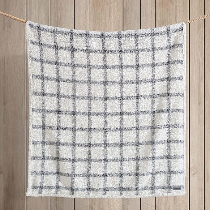 Eddie Bauer - Blanket, Super Soft Reversible Sherpa & Brushed Fleece Bedding, Throw Blankets for Couch, Ideal for Lounging (Bunkhouse Plaid Grey)