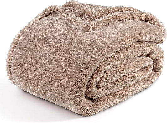 Berkshire Blanket Classic Extra-Fluffy Plush Blanket,Twin Size Bed Blanket,Soft Fuzzy Fluffy Long Hair Blanket for Couch Sofa Bed,Peanut,60x92 Inches, (E0554-TX-49U)