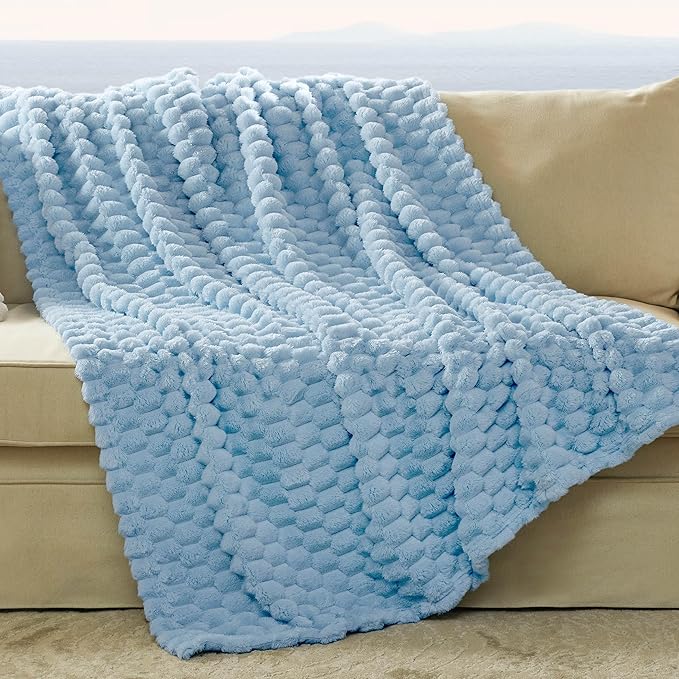 Bedsure Cozy Throw Blanket for Women - Soft Throw Blankets for Couch, Cute Small Fleece Gifts for Girls, Dream Blue, 50x60 Inches