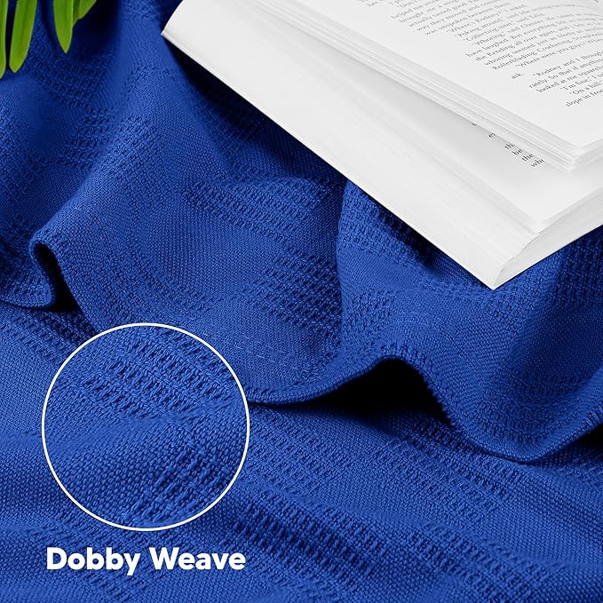 Utopia Bedding Royal Blue 100% Cotton Blanket [Queen Size - 90x90 Inch] 350GSM Lightweight, Soft and Breathable Thermal Blanket for All Seasons