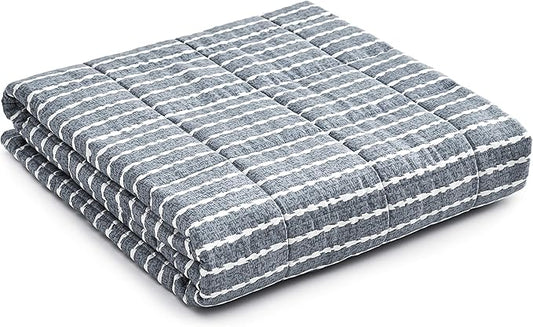 YnM Weighted Blanket, Heavy 100% Oeko-Tex Certified Cotton Material(Blue White, 80''x87'' 20lbs), Two Persons(90~160lb) Sharing Use on Queen/King Bed | A Duvet Included
