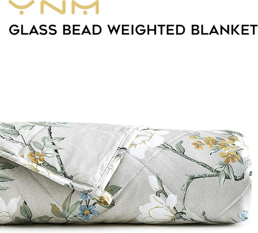 YnM Weighted Blanket,Heavy 100 Percent Oeko-Tex Certified Cotton Material, Bed Blanket for One Person of 190lbs, Ideal for Queen/King Bed (60x80 Inches, 20 Pounds, Magnolia)