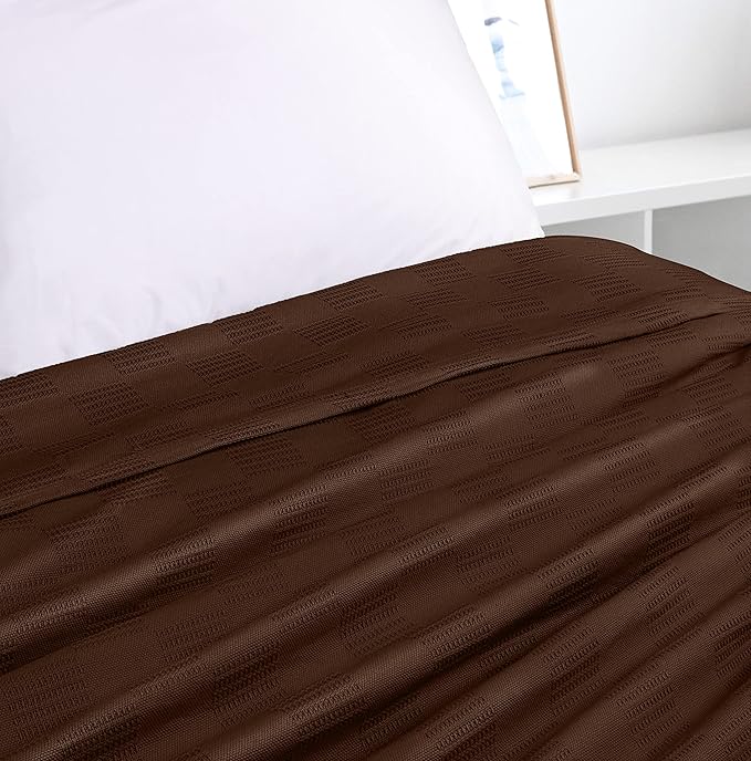 Utopia Bedding Brown 100% Cotton Blanket [King Size - 90x108 Inch] 350GSM Lightweight, Soft and Breathable Thermal Blanket for All Seasons