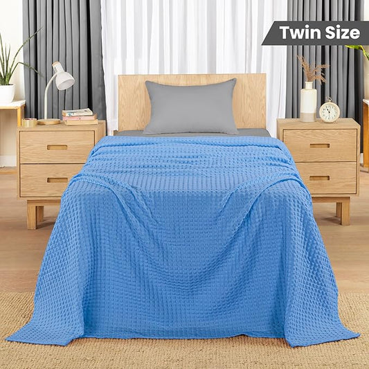 Utopia Bedding Wedgewood 100% Cotton Waffle Blanket 300 GSM [Twin - 90x72 Inch] Soft Lightweight Breathable Bed Blanket for All Season