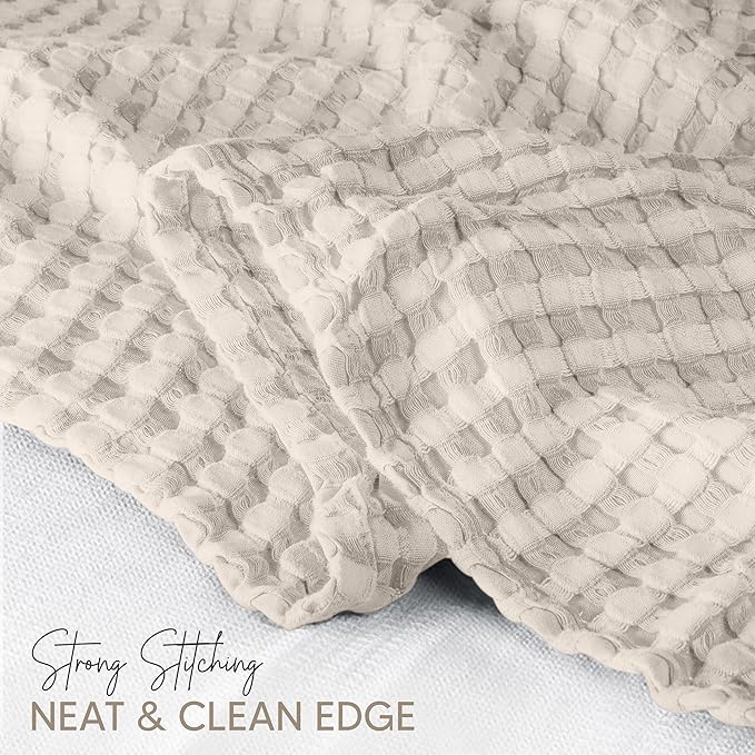 Utopia Bedding Khaki 100% Cotton Waffle Blanket 300 GSM [Throw - 60x50 Inch] Soft Lightweight Breathable Bed Blanket for All Season