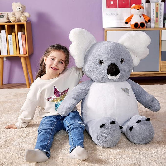 IKASA Large Koala Stuffed Animal Plush Toy,30" Giant Cute Jumbo Soft Toys Huge Big Size Fluffy Plushy Fat Oversized Plushie,Gifts for Kids