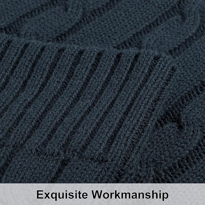 NTBAY 100% Pure Cotton Oversize (60x80) Cable Knit Throw Blanket, Super Soft Warm Knitted Throw Blanket for Bed, Sofa, Chair, Couch - Extra Cozy, Machine Washable, Comfortable Home Decor, Navy
