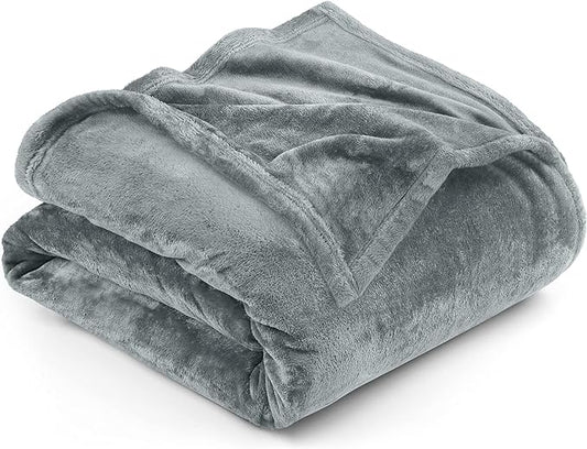 Utopia Bedding Fleece Blanket California King Size Ash Grey 300GSM Luxury Fuzzy Soft Anti-Static Microfiber Bed Blanket (102x96 Inch)