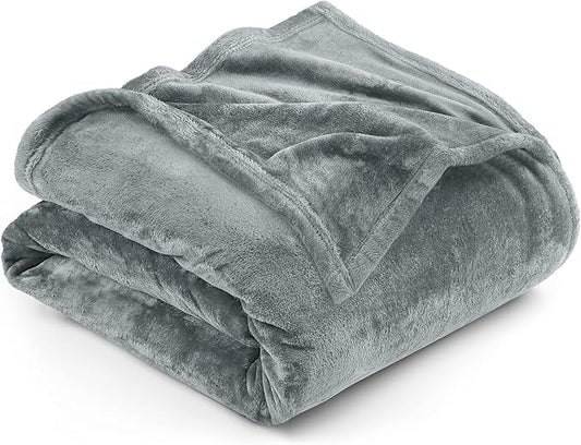 Utopia Bedding Fleece Blanket California King Size Ash Grey 300GSM Luxury Fuzzy Soft Anti-Static Microfiber Bed Blanket (102x96 Inch)