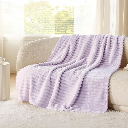 Bedsure Lavender Fog Fleece Blanket for Couch - GentleSoft Cozy Soft Blankets for Women, Cute Small Throws for Girls, 60x80 Inches
