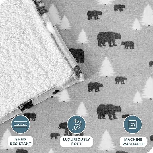 Bare Home Sherpa Fleece Blanket - Full/Queen Size - Blanket for Bed, Sofa, and Couch - Warm & Lightweight - Fluffy & Soft - Reversible (Full/Queen, Kodiak)