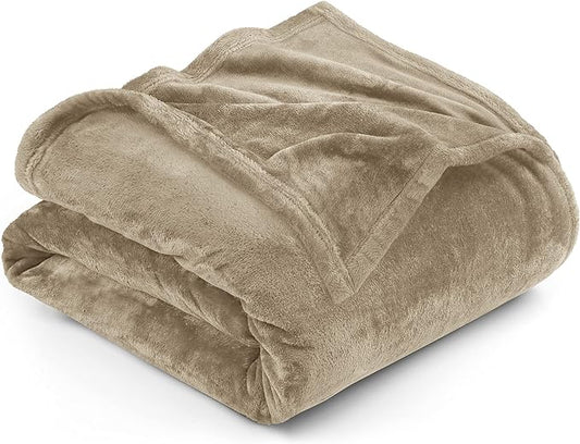 Utopia Bedding Fleece Blanket King Size Camel 300GSM Luxury Fuzzy Soft Anti-Static Microfiber Bed Blanket (90x102 Inch)