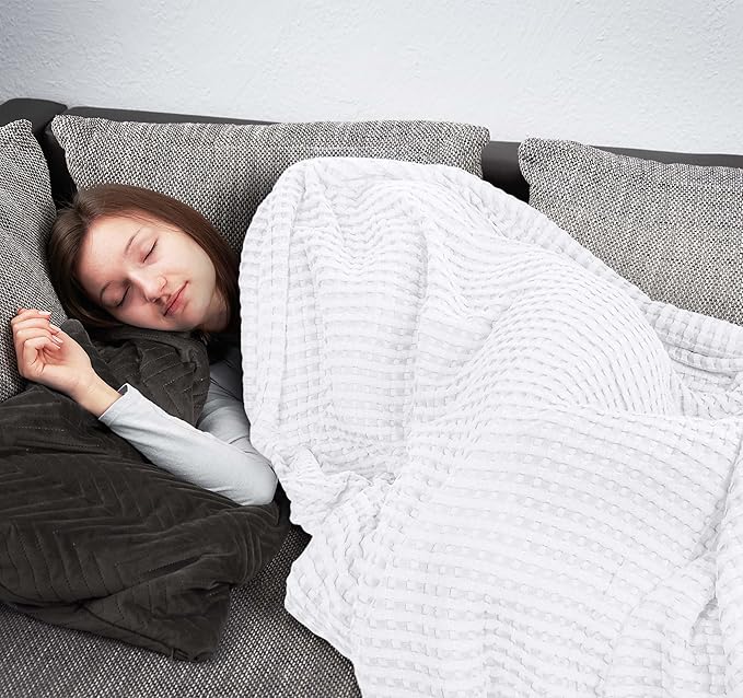Utopia Bedding White 100% Cotton Waffle Blanket 300 GSM [Throw - 60x50 Inch] Soft Lightweight Breathable Bed Blanket for All Season