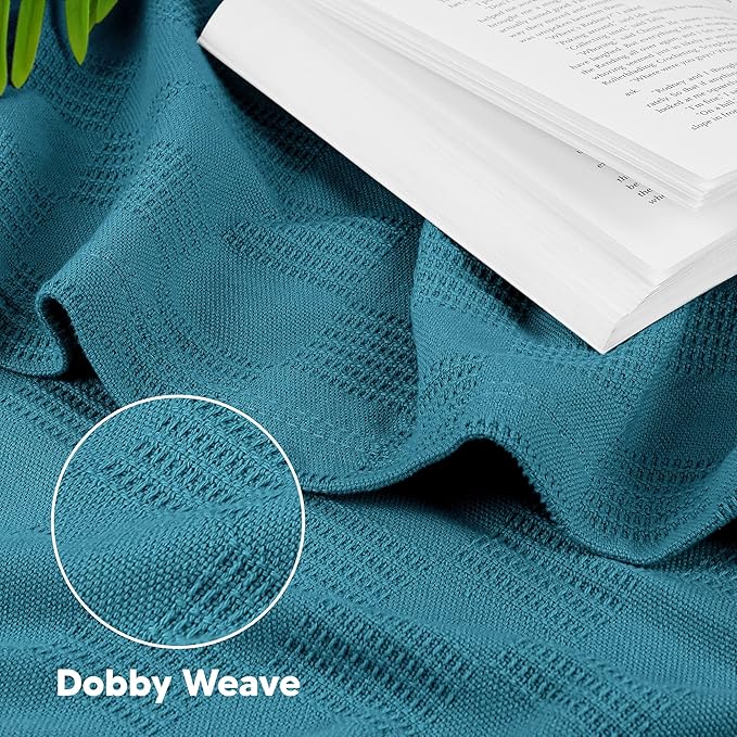 Utopia Bedding Teal 100% Cotton Blanket [King Size - 90x108 Inch] 350GSM Lightweight, Soft and Breathable Thermal Blanket for All Seasons