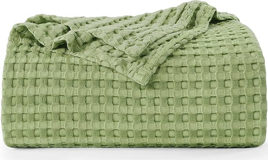 Utopia Bedding Sage Green 100% Cotton Waffle Blanket 300 GSM [Full - 90x84 Inch] Soft Lightweight Breathable Bed Blanket for All Season