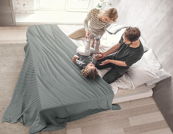 Utopia Bedding Cool Grey 100% Cotton Waffle Blanket 300 GSM [Twin - 90x72 Inch] Soft Lightweight Breathable Bed Blanket for All Season