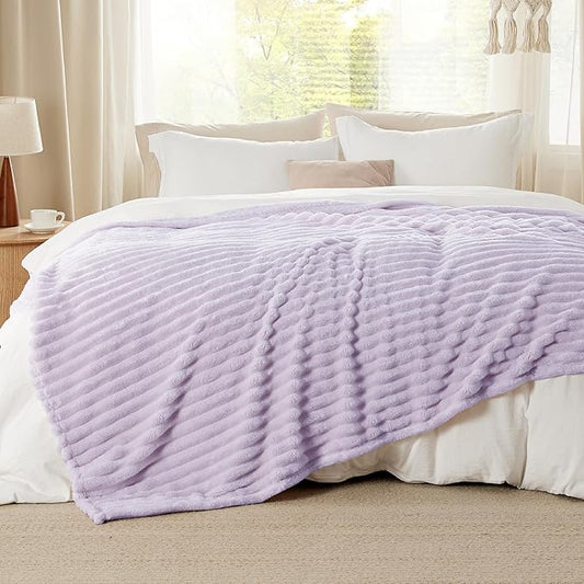 Bedsure Lavender Fog California King Size Blanket for Bed - GentleSoft Cozy Soft Blankets for Women, Cute Small Fleece Throws for Girls, Birthday Gifts for Women, 102x96 Inches