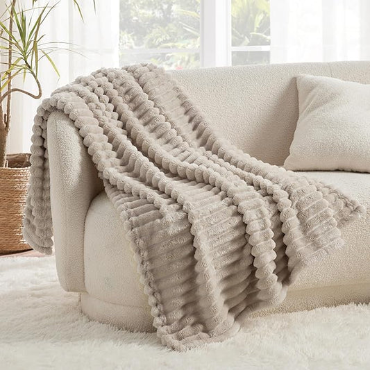 Bedsure Throw Blanket for Couch - GentleSoft Cozy Soft Blankets for Women, Cute Small Fleece Throws for Girls, Linen, 50x70 Inches