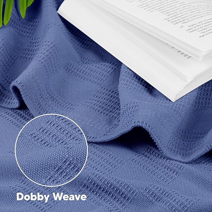 Utopia Bedding Wedgewood 100% Cotton Blanket [Twin Size - 90x72 Inch] 350GSM Lightweight, Soft and Breathable Thermal Blanket for All Seasons