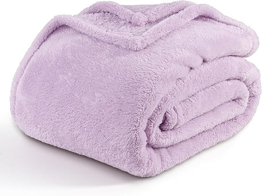 Berkshire Blanket Classic Extra-Fluffy™ Plush Throw Blanket, Soft Fuzzy Fluffy Long Hair Throw Blanket for Couch Sofa Bed, Pastel Lilac Purple, 50x60 Inches