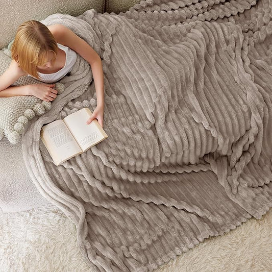 Bedsure Mocha Meringue Fleece Blanket for Couch - GentleSoft Cozy Soft Blankets for Women, Cute Small Throws for Girls, 108x90 Inches