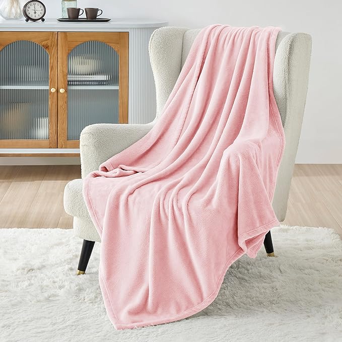 Bedsure Fleece Throw Blanket Pink - 300GSM Valentines Blankets for Couch, Sofa, Bed, Soft Lightweight Plush Cozy Throws for Toddlers, Girls