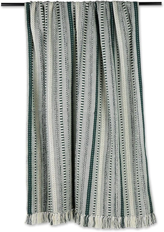 DII Braided Striped Decorative Throw Blanket, 50x60, Dark Green