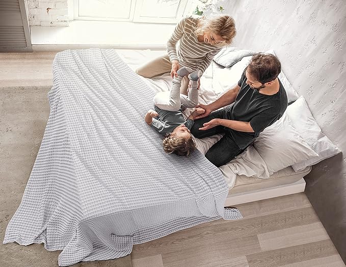 Utopia Bedding Silver 100% Cotton Waffle Blanket 300 GSM [Twin - 90x72 Inch] Soft Lightweight Breathable Bed Blanket for All Season