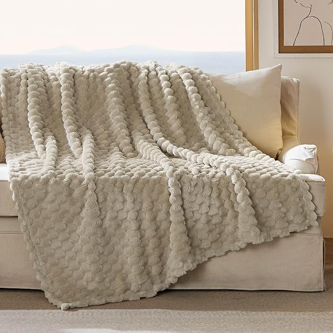 Bedsure Throw Blanket for Couch - Super Soft, Cozy Blankets for Women, Cute Small Fleece Gifts for Girls, Light Brown, 50x70 Inches