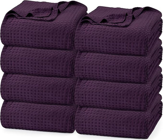 Utopia Bedding Plum 100% Cotton Waffle Blanket 300 GSM [Queen - 90x90 Inch] Soft Lightweight Breathable Bed Blanket for All Season (Pack of 8)