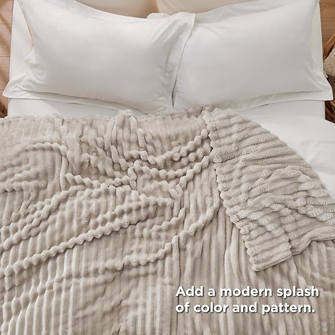 Bedsure Blankets Queen Size for Bed - GentleSoft Cozy Soft Blankets for Women, Cute Large Fleece Throws for Girls, Linen, 90x90 Inches