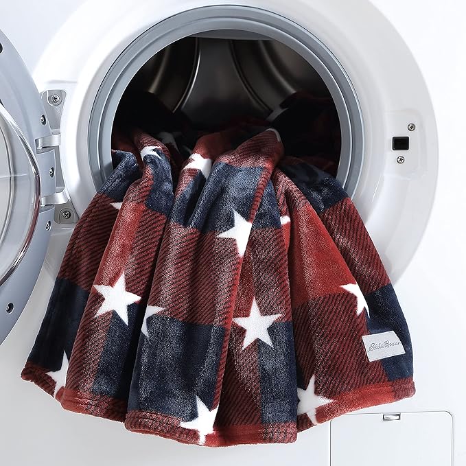 Eddie Bauer Throw Blanket Ultra Soft Plush Fleece Bedding, Home Decor for All Seasons, 50 x 70, Americana Plaid Red