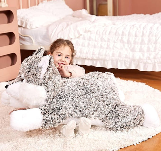 IKASA Giant Wolf Stuffed Animal Plush Toy, 30 Inches Big Soft Toys for Kids Girls Boys Girlfriend
